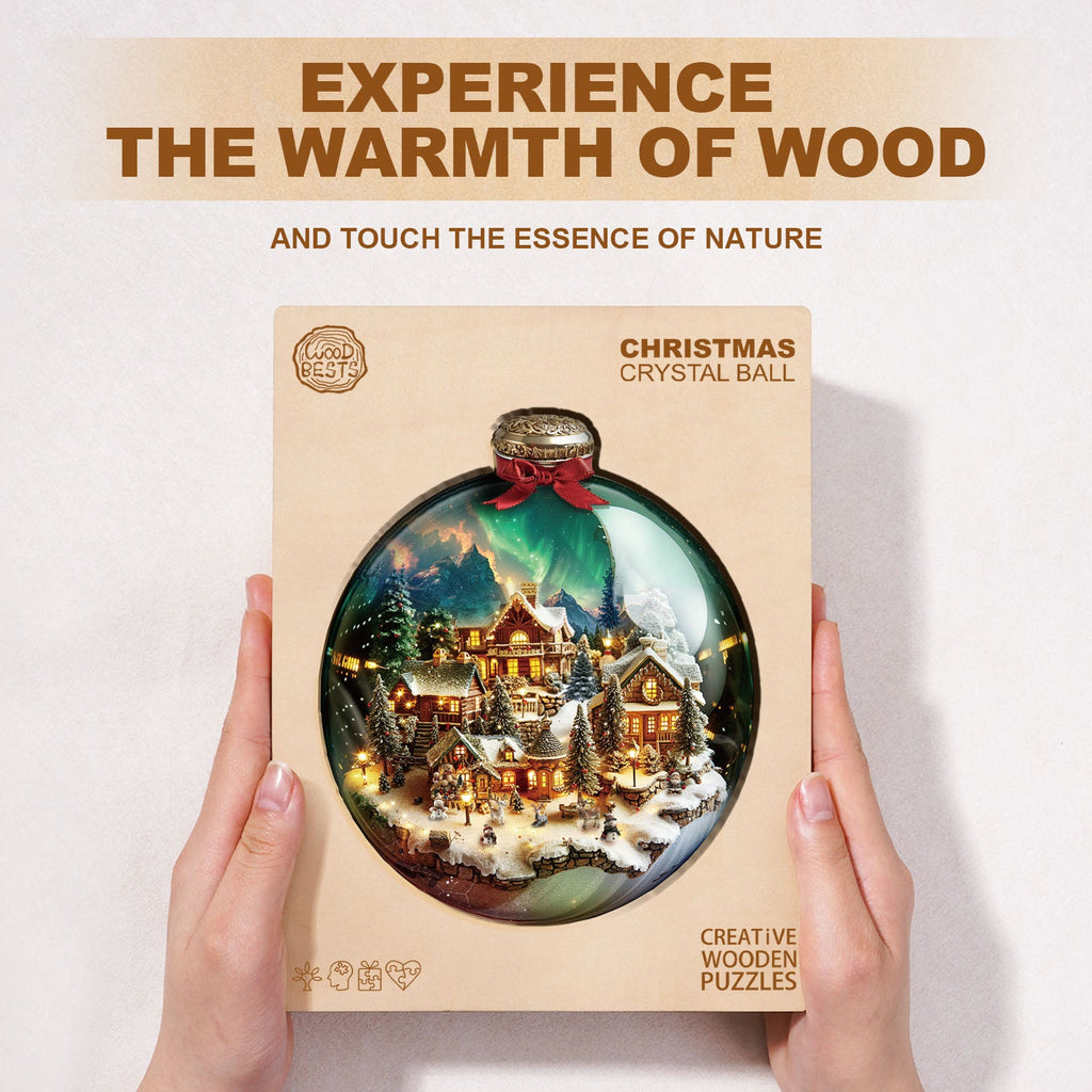 Christmas crystal ball Wooden Jigsaw Puzzle
