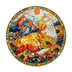 Colored Window Cat Wooden Jigsaw Puzzle