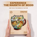Christmas coffee cup Wooden Jigsaw Puzzle
