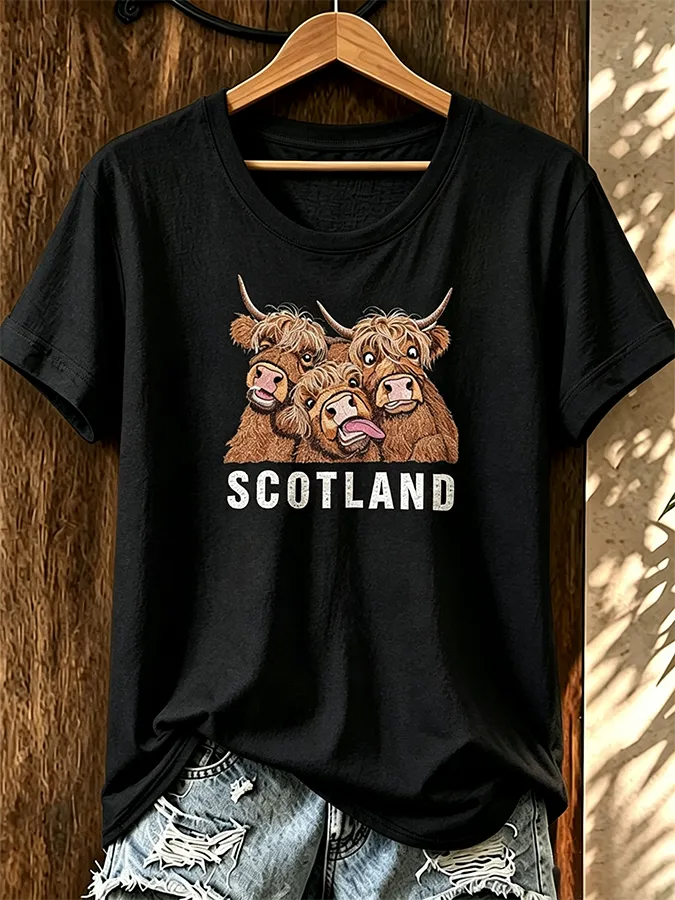 Women'S Scottish Highland Cow Printed T-Shirt