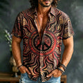 Men's Hippie Art Peace Sign Print Casual Short Sleeve Shirt
