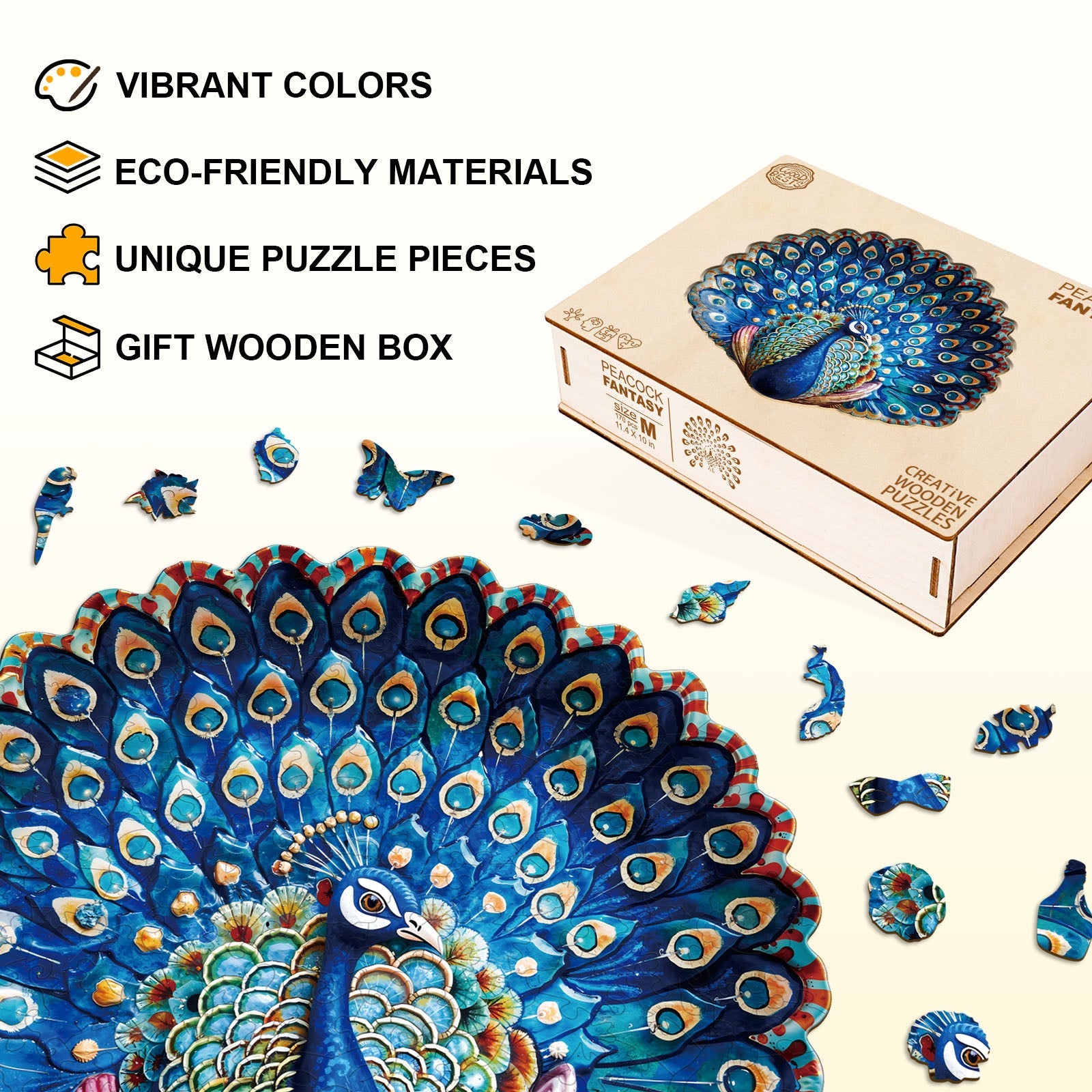 Peacock Fantasy Wooden Jigsaw Puzzle
