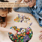 Stained Glass Flowers Wooden Jigsaw Puzzle