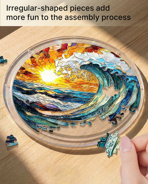Acrylic Jigsaw Puzzle Suncatcher - Golden Wave