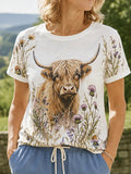 Women's Highland Denim Plaid Print T-shirt