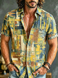 Men's Retro Hippie Style Oil Painting Print Shirt