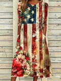 Women'S Flag Floral Printed Casual Dress