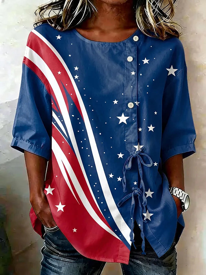 Women's Casual American 250 Art Printed Top