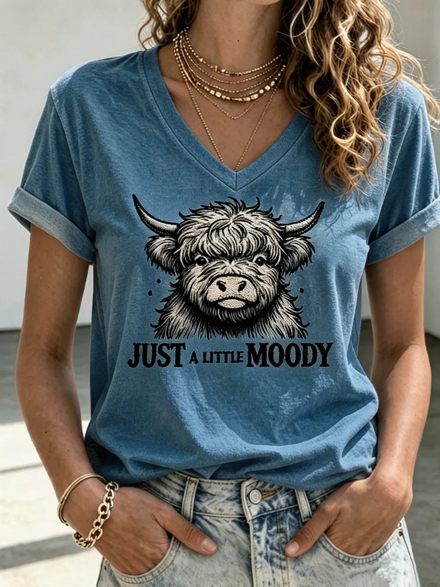 Women'S Western Highland Cow Print Short-Sleeve T-Shirt