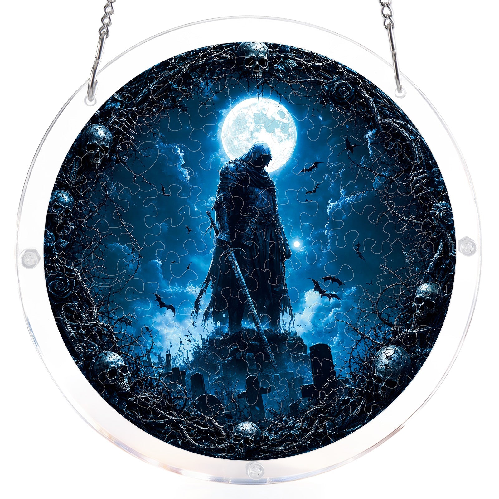 Moonlit Guardian Light Suncatcher-Acrylic Window Art