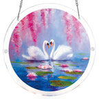 Swans in Blossom Lake Light Suncatcher-Acrylic Window Art