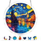 Starlit Village Light Suncatcher-Acrylic Window Art