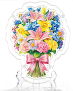 Acrylic Tabletop Suncatcher - Pink Lily & Daffodil Bouquet