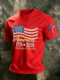 Men'S America Flag Print T Shirt