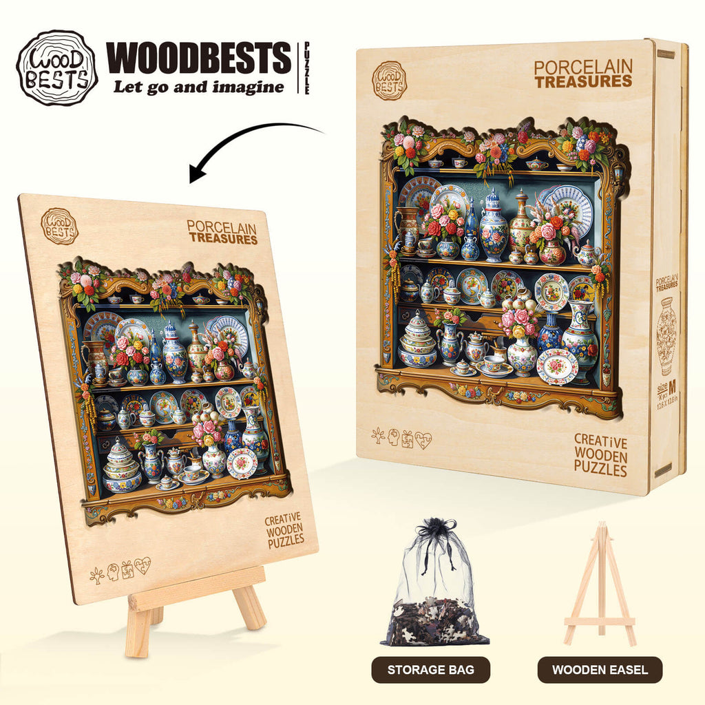Porcelain Treasures Wooden Jigsaw Puzzle