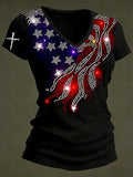 Women'S Independence Day 250Th Anniversary Printed V-Neck T-Shirt