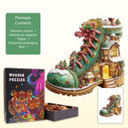 Christmas Snow Boot Hut Wooden Jigsaw Puzzle
