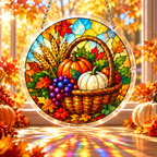 Tanksgiving Acrylic Jigsaw Puzzle Suncatcher -  Blessed Harvest Basket