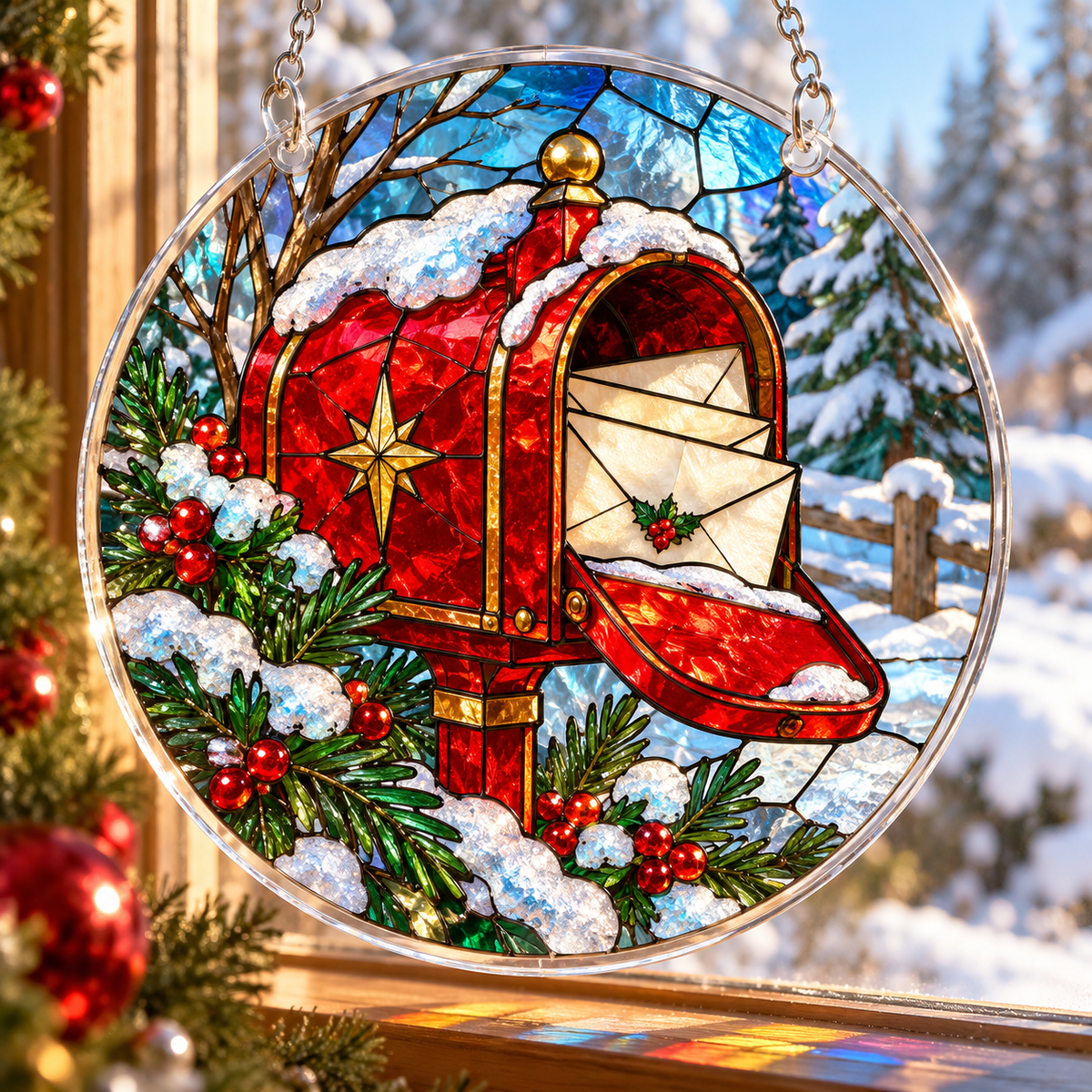 Christmas Acrylic Jigsaw Puzzle Suncatcher - Arctic Mailbox