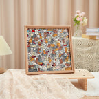 175 Pcs Morandi-Colored Cute Cat Shaped Square Wooden Jigsaw Puzzle