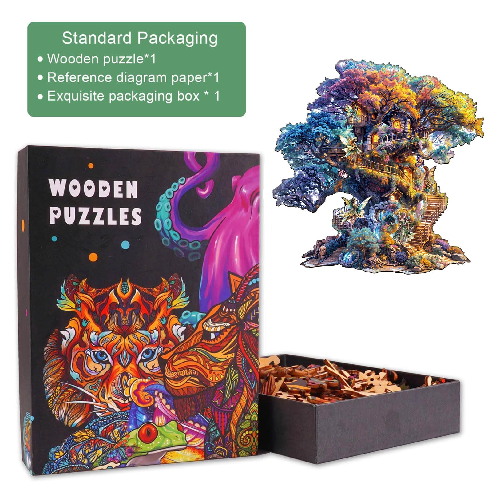 Elf Tree House Wooden Jigsaw Puzzle