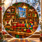 Christmas Acrylic Jigsaw Puzzle Suncatcher - Santa’s Toy Workshop