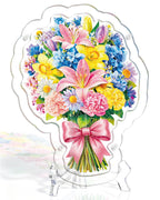 Acrylic Tabletop Suncatcher - Pink Lily & Daffodil Bouquet