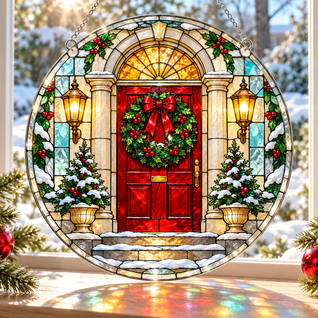Christmas Acrylic Jigsaw Puzzle Suncatcher - Welcome Door