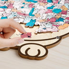 Morandi-Colored Cozy Cat Shaped Wooden Jigsaw Puzzle