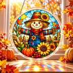 Tanksgiving Acrylic Jigsaw Puzzle Suncatcher - Autumn Scarecrow