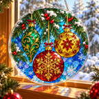 Christmas Acrylic Jigsaw Puzzle Suncatcher - Ornament Splendor