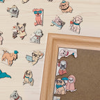 195 Pcs Morandi-Colored Cute Dog Shaped Square Wooden Jigsaw Puzzle