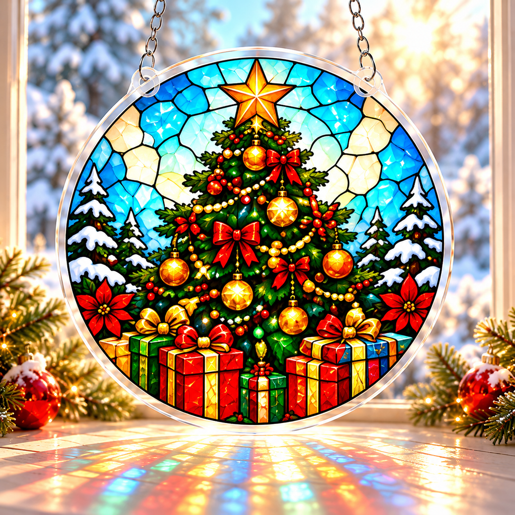 Christmas Acrylic Jigsaw Puzzle Suncatcher - Tree Glow
