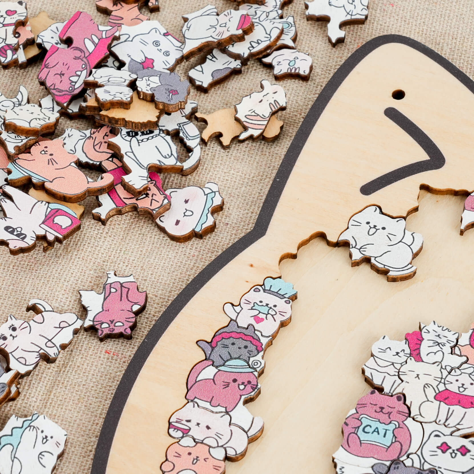 Morandi-Colored Cat/Dog Shaped Wooden Jigsaw Puzzle