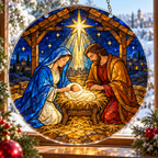 Christmas Acrylic Jigsaw Puzzle Suncatcher - Nativity Christmas Light