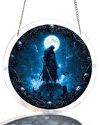 Moonlit Guardian Light Suncatcher-Acrylic Window Art