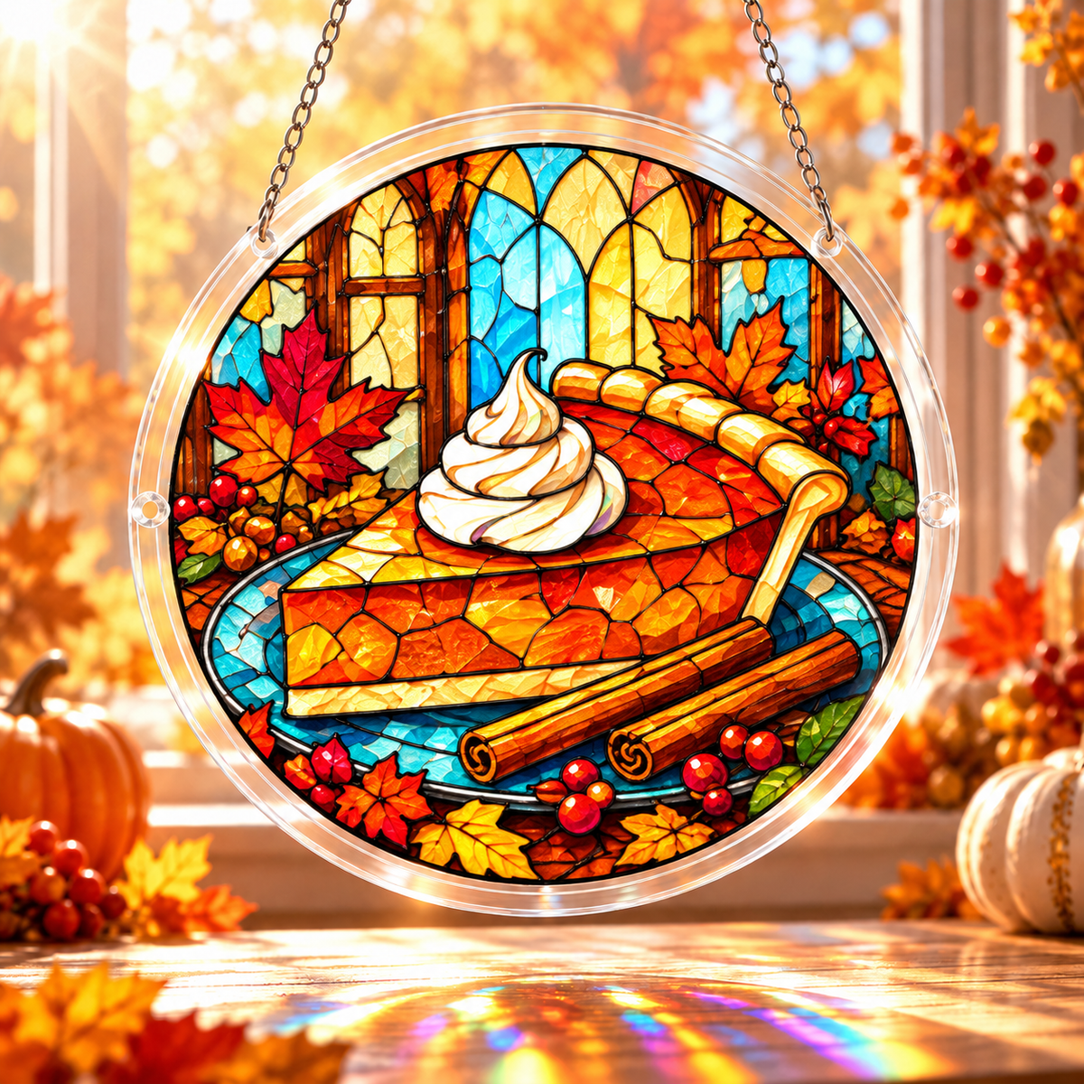 Tanksgiving Acrylic Jigsaw Puzzle Suncatcher - Pumpkin Pie
