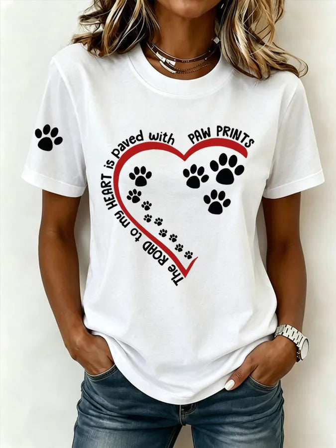 Women's Heart and Paw Print T-Shirt