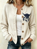 Women's Highland Cow Printed Knitted Cardigan