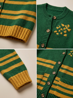 Women's Green Bay Packers Heart Logo Striped Knitted Cardigan