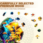 fluorescent mushrooms Wooden Jigsaw Puzzle