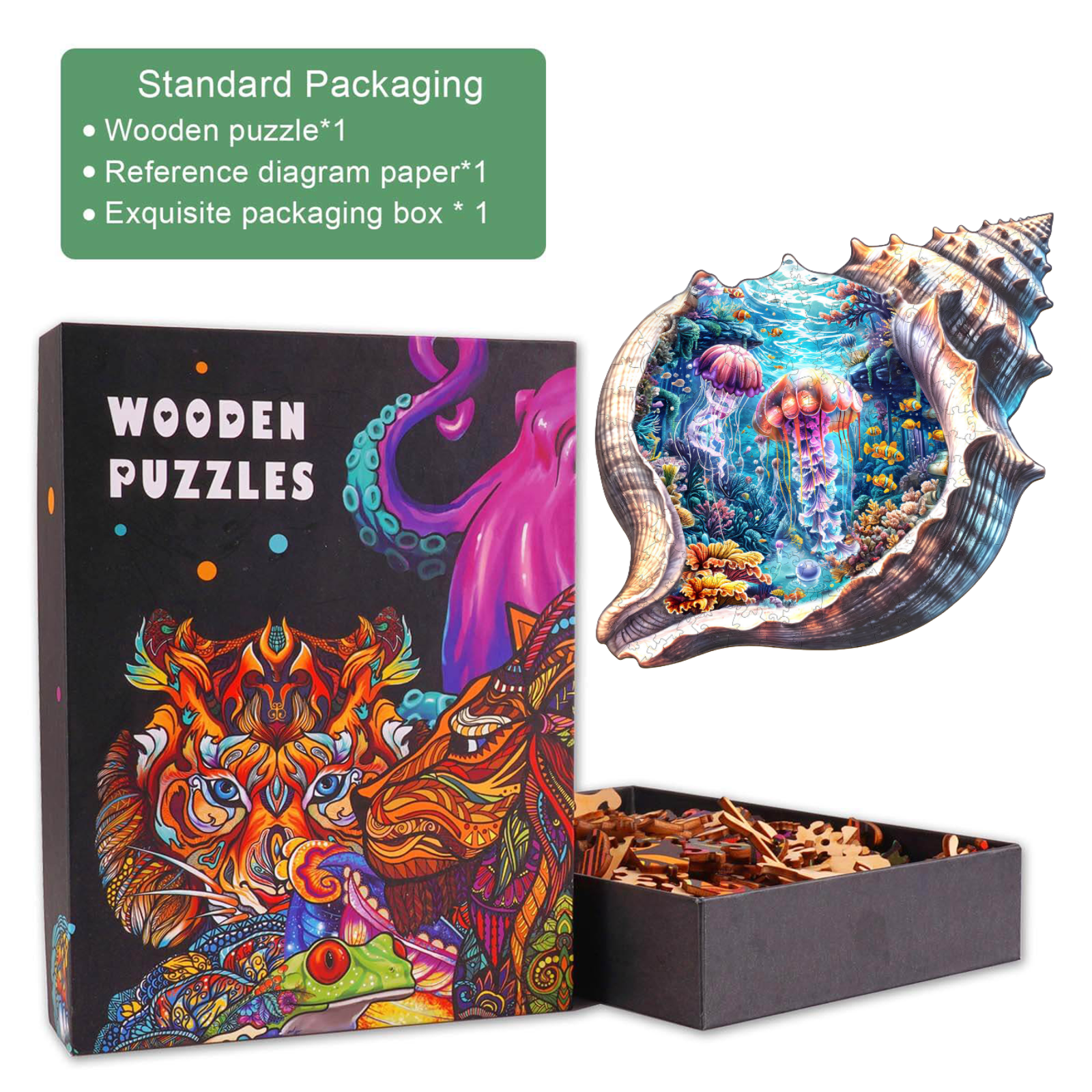 Fantasy Shell World Wooden Jigsaw Puzzle
