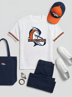 Unisex Denver Broncos Football Logo Printed Waffle Knit T-shirt