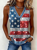 Women's America Flag Print Sleeveless Top