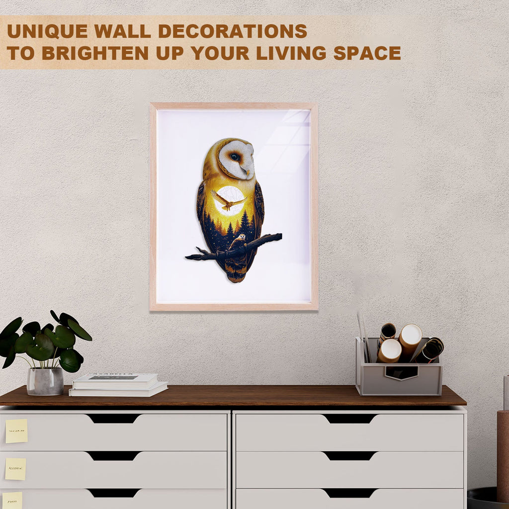 Moonlight Snow Owl Wooden Jigsaw Puzzle