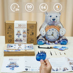 Polar bears– DIY Wooden Clock, 3D Puzzle Craft Kit