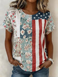 Women's American Flag Printed Casual T-shirt