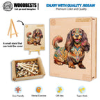 Long-haired Dachshund-1 Wooden Jigsaw Puzzle