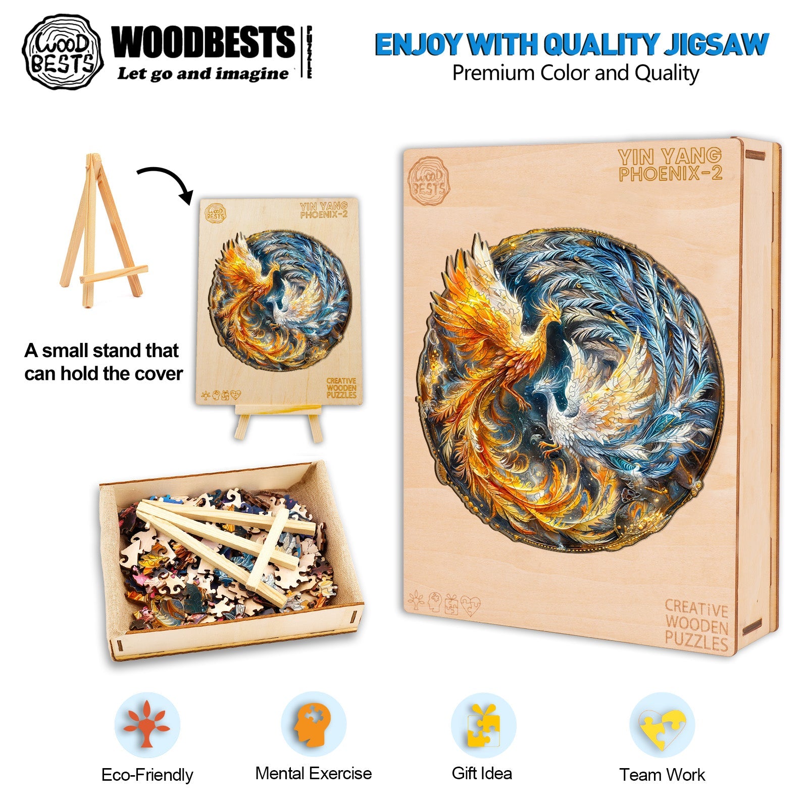 Yin Yang Phoenix-2 Wooden Jigsaw Puzzle