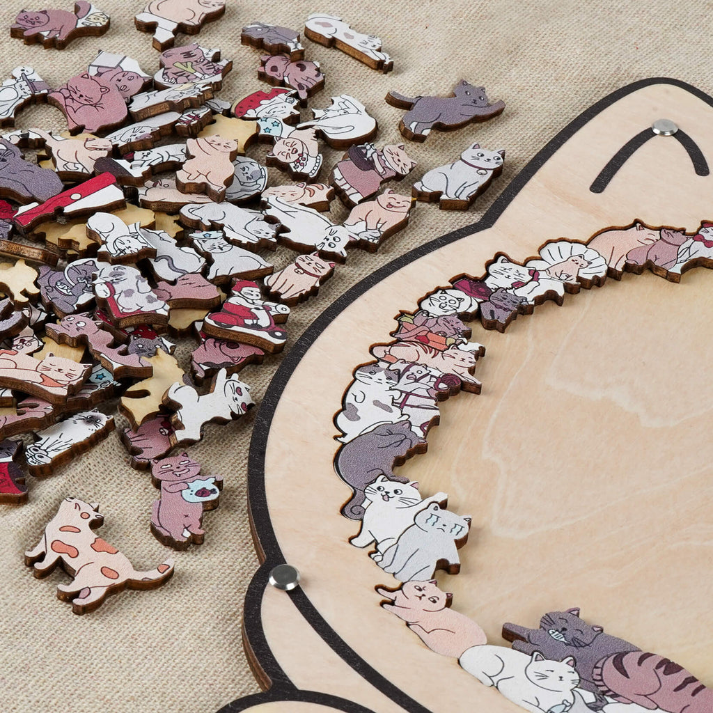 Morandi-Colored Cat/Dog Shaped Wooden Jigsaw Puzzle